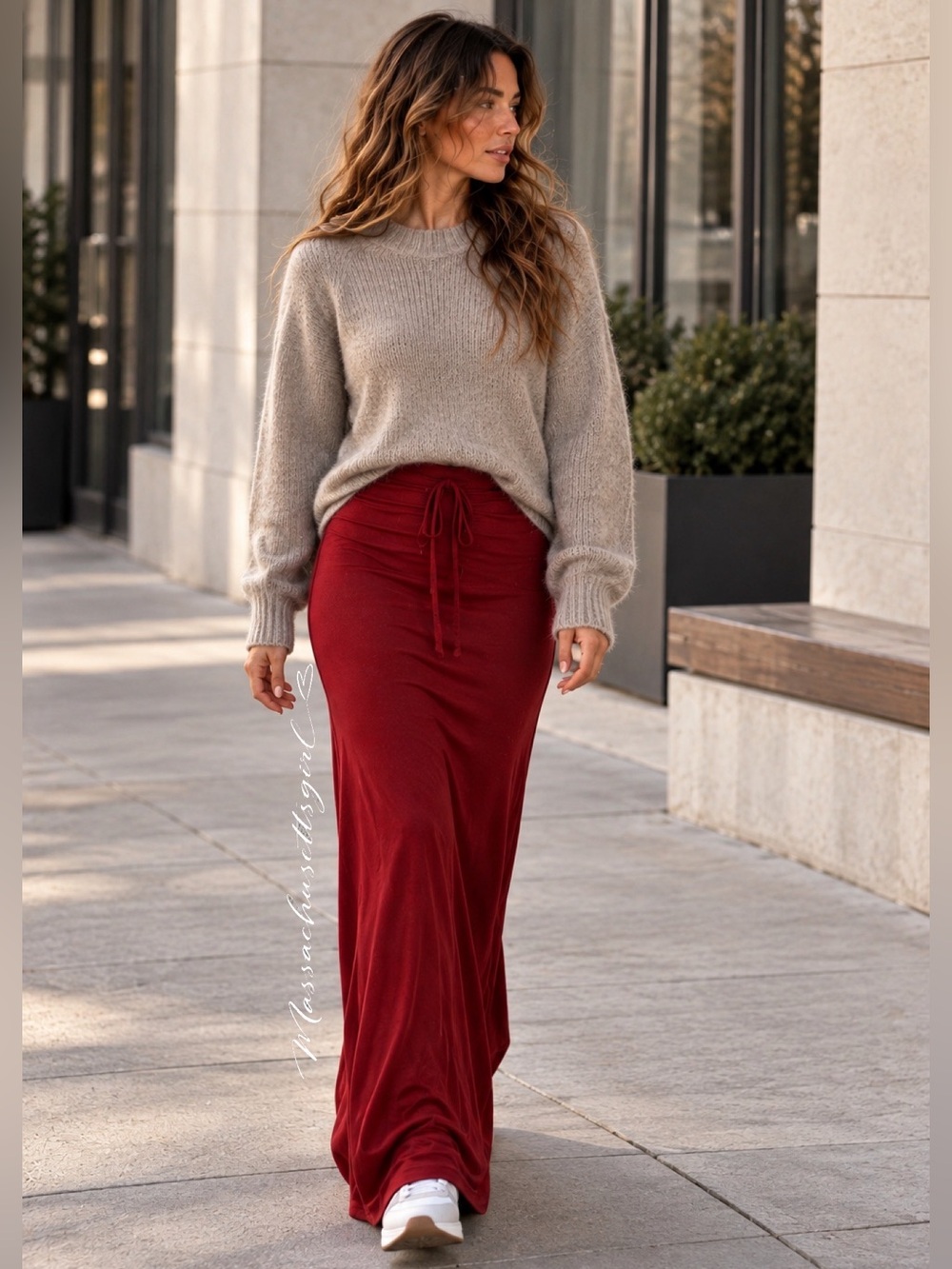 SKIMS  Lounge Maxi Skirt Brick Red Size Large NWT